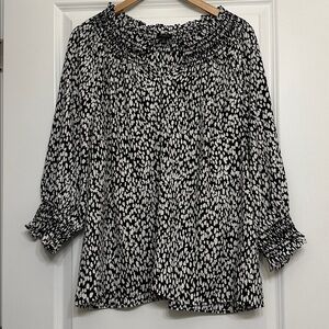 Talbots XL Black and White Blouse